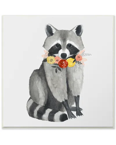 Stupell Sitting Pretty Raccoon With Flower Garland By Grace Popp Art On Wood