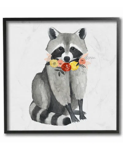 Stupell Sitting Pretty Raccoon With Flower Garland By Grace Popp Framed Art