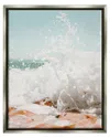 Stupell Splashing Sandy Beach Sea Foam Framed Floater Canvas Wall Art By Krista Broadway