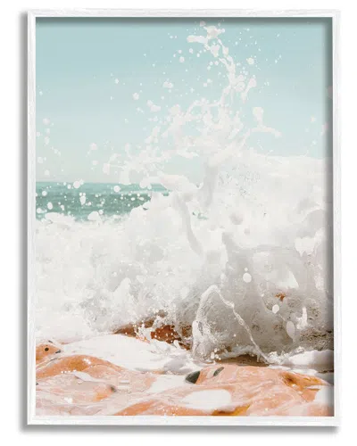 Stupell Splashing Sandy Beach Sea Foam Framed Giclee Wall Art By Krista Broadway