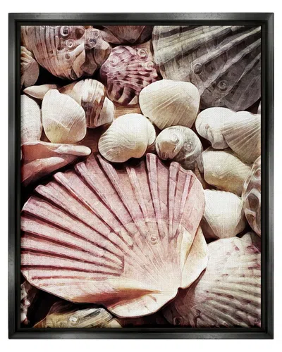 STUPELL STACKED COASTAL SEASHELLS FRAMED FLOATER CANVAS WALL ART BY ASHLEY ALDRIDGE