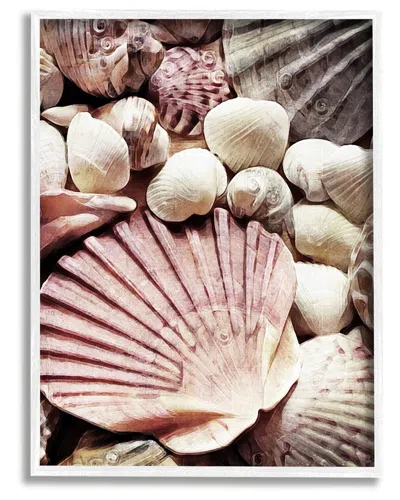 Stupell Stacked Coastal Seashells Framed Giclee Wall Art By Ashley Aldridge