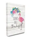 Stupell Stand Tall Darling Flamingo Floral Watercolor On White Planks