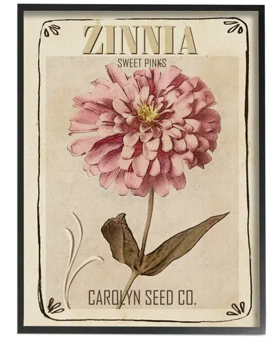 STUPELL SWEET PINK ZINNIA FLORALS VINTAGE SEED PACKET BY STUDIO W WALL ART
