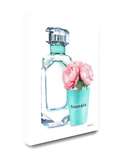 Stupell Teal Blue Perfume Bottle And Pink Peonies