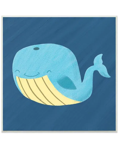 Stupell Happy Blue Whale On Blue