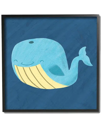 Stupell Happy Blue Whale On Blue