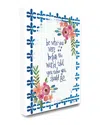 Stupell Home Decor Collection Be Who You Were Floral Typography With Blue And White Tile