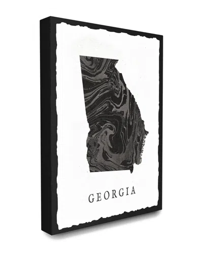 Stupell The  Home Decor Collection Black And Grey Marbled Paper Georgia State Silhouette