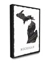 Stupell Home Decor Collection Black And Grey Marbled Paper Michigan State Silhouette