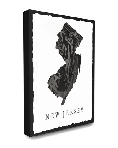 Stupell Home Decor Collection Black And Grey Marbled Paper New Jersey State Silhouette