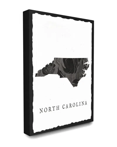 Stupell Home Decor Collection Black And Grey Marbled Paper North Carolina State Silhouette