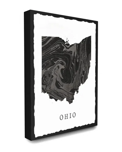 Stupell Home Decor Collection Black And Grey Marbled Paper Ohio State Silhouette