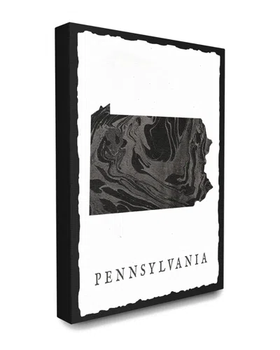 Stupell Home Decor Collection Black And Grey Marbled Paper Pennsylvania State Silhouette
