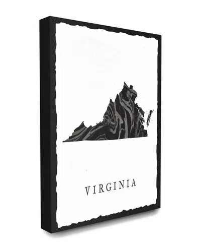 Stupell Home Decor Collection Black And Grey Marbled Paper Virginia State Silhouette