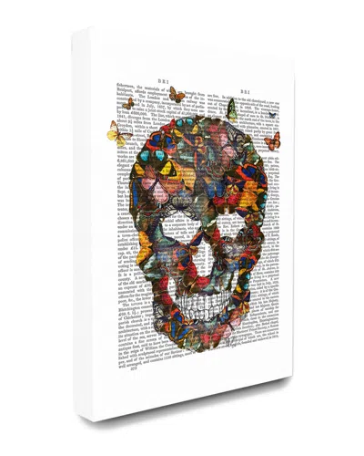 STUPELL STUPELL THE STUPELL HOME DECOR COLLECTION DARK RAINBOW SKULL OF BUTTERFLIES ON A BOOK PAGE
