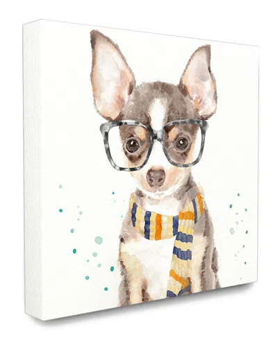 Stupell The  Home Decor Collection Hipster Chihuahua Puppy With Glasses And Scarf Watercolor