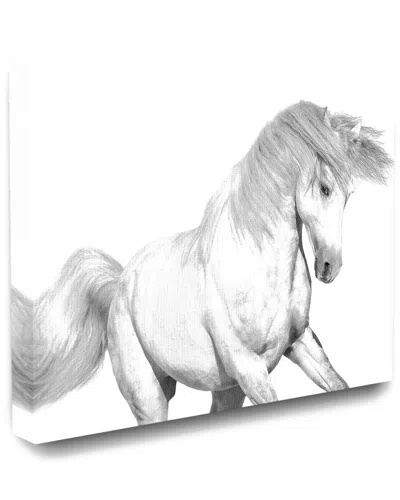Stupell Home Decor Collection Majestic Black And White Horse Bucking In The Wind Painting