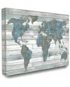 Stupell Home Decor Collection Slate Blue And Tan Rustic Planked Look Weathered World Map