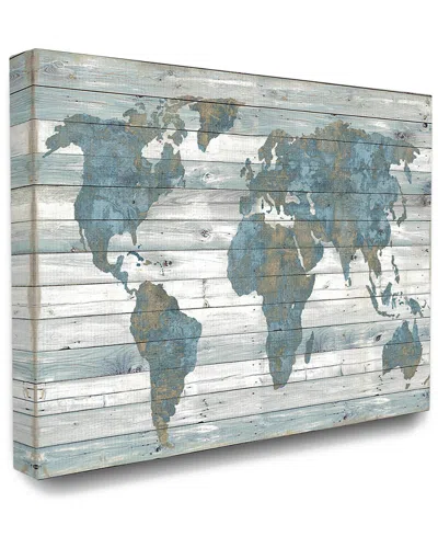 STUPELL STUPELL THE STUPELL HOME DECOR COLLECTION SLATE BLUE AND TAN RUSTIC PLANKED LOOK WEATHERED WORLD MAP