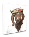 Stupell Home Decor Collection Springtime Flower Crown Long Ear Baby Goat