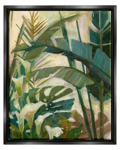 Stupell Tropical Jungle Plant Leaves Framed Floater Canvas Wall Art By Elaine Vollherbst-lane