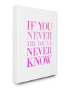 Stupell Try Canvas Wall Art By Lulusimonstudio