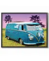 Stupell Vintage 70s Blue Vw Bus With Purple Palm Trees By Daphne Polselli Framed Art