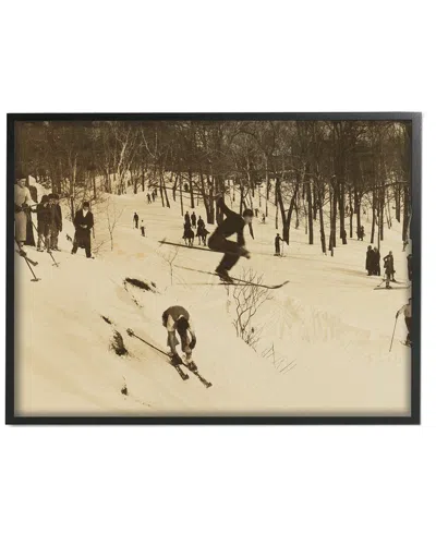STUPELL VINTAGE SKI SLOPES WINTER ATHLETES SEPIA TONE PHOTOGRAPHY BY WILD APPLE PORTFOLIO WALL ART