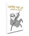 Stupell Wake Me Up Friday Black And Grey Hanging Sloth