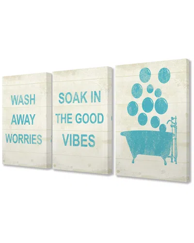 STUPELL STUPELL WASH AWAY SOAK VIBES BATHTUB 3PC STRETCHED CANVAS ART SET