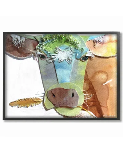 Stupell Watercolor Cutout Collage Cow By Marley Ungaro Framed Art