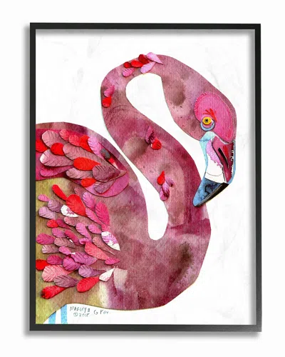 Stupell Watercolor Cutout Collage Flamingo By Marley Ungaro Framed Art