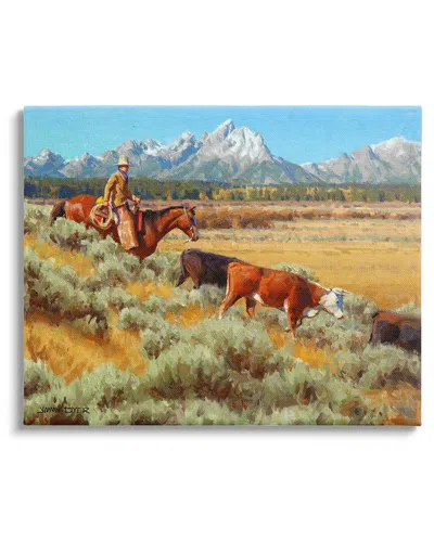 Stupell Western Ranch Horse Cattle Canvas Wall Art By Jimmy Dyer
