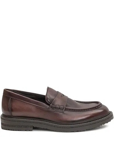 Sturlini Firenze Penny Leather Loafers In Brown