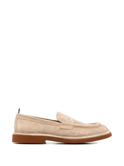 Sturlini Firenze Suede Penny Loafers In Neutral