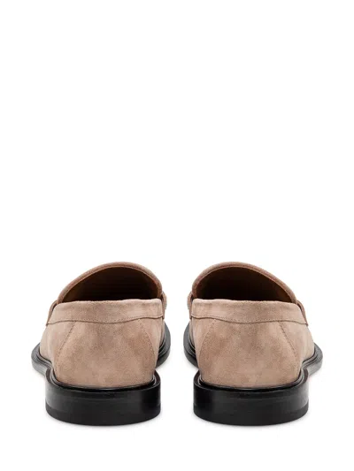 Sturlini Luxurious Suede Loafers With Front Strap In Brown
