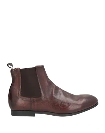 Sturlini Man Ankle Boots Brown Size 9 Leather In Burgundy