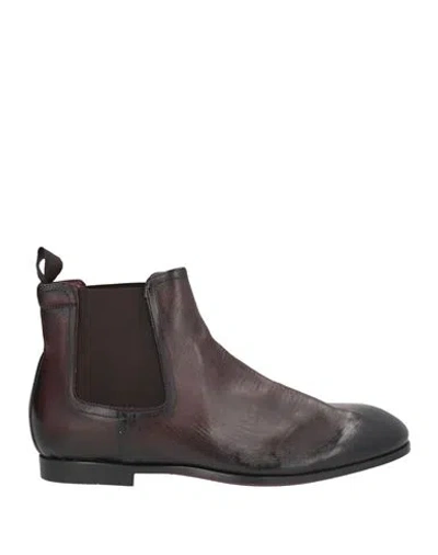 Sturlini Man Ankle Boots Burgundy Size 10 Leather In Brown