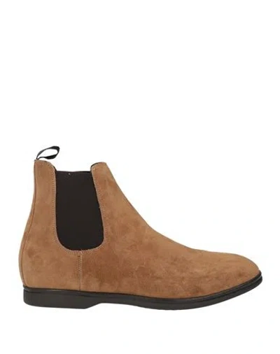 Sturlini Man Ankle Boots Camel Size 8 Calfskin In Brown