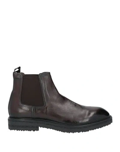 Sturlini Man Ankle Boots Dark Brown Size 10 Leather In Blue