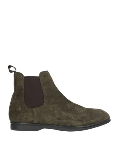 Sturlini Man Ankle Boots Military Green Size 10 Leather In Black