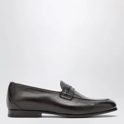 Sturlini Savio Brown Leather Loafers In Black