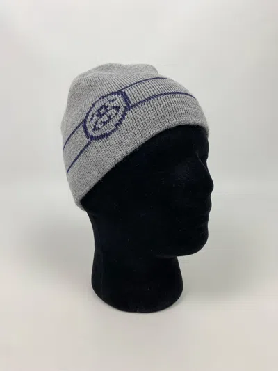 Pre-owned Stussy 1990's Vintage  Ss Link Stripe Skull Beanie Hat In Gray