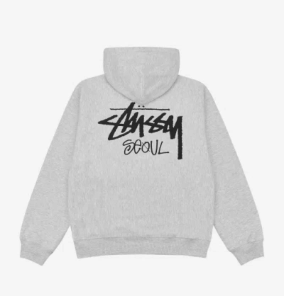 Pre-owned Stussy 2024 Stock Seoul Hood Ash Heather, 100% Authentic