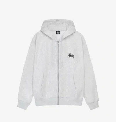 Pre-owned Stussy 2024  Basic  Zip Hoodie Ash Heather, 100% Authentic