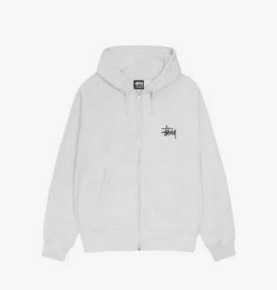 Pre-owned Stussy 2024  Basic  Zip Hoodie Fog, 100% Authentic In White