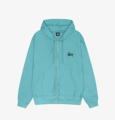 Pre-owned Stussy 2024  Basic  Zip Hoodie Ocean, 100% Authentic In Blue