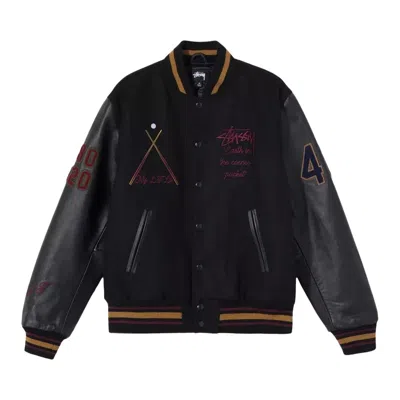 Pre-owned Stussy 40th Anniversary Varsity Jacket 'black'