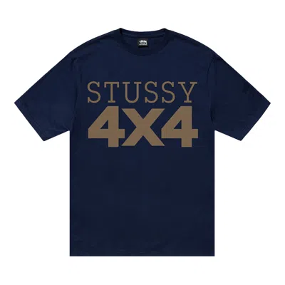 Pre-owned Stussy 4x4 Tee 'navy' In Blue